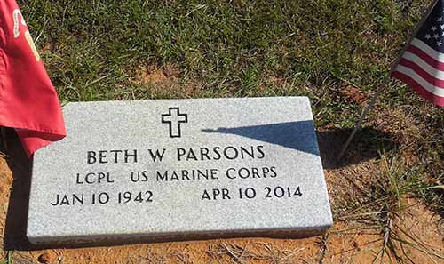 Bertha Nell Warren Parsons marker